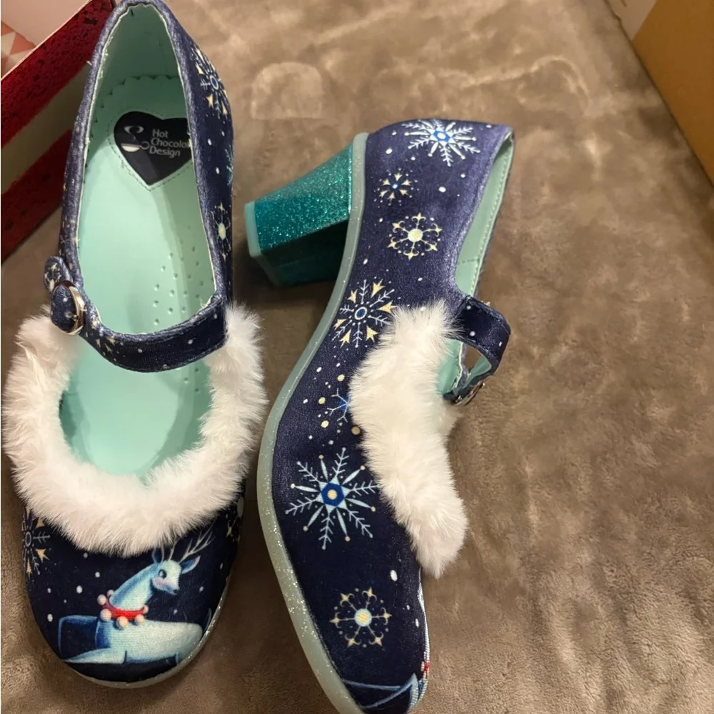 Elegant Blue Snowflake Heels - Picture 3 of 10